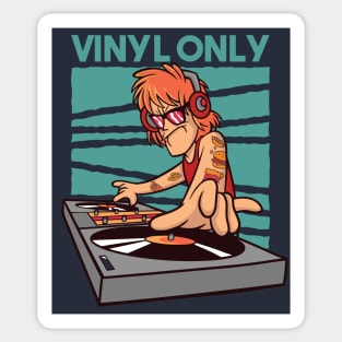 Vinyl Only // Old School DJ // Funny DJ Cartoon Sticker